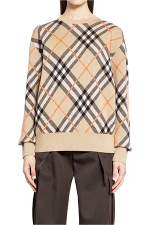 Burberry Stickade tröjor & koftor, Dam, XS, Signatur Check Ullblandning Tröja