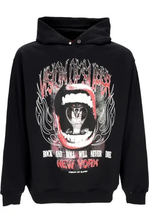 Vision Of Super Sweatshirts & Hoodies, Herr, S, Bomull, Cobra Mouth Print Lättvikts Hoodie Svart