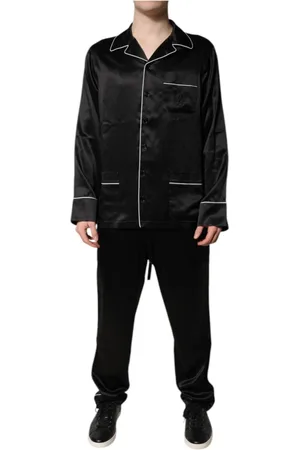 Dolce & Gabbana Pyjamaser & Lounge, Herr, L, Läder, Svart Silke Pyjamasset Nattkläder