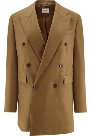 Saint Laurent Kappa, Dam, S, Brun Dubbelknäppt Ylleblazer