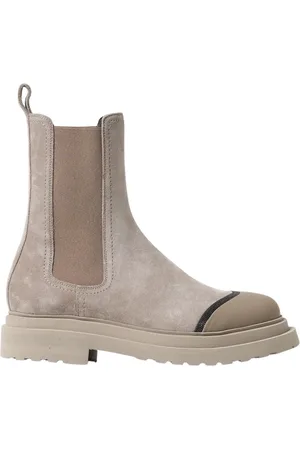 Brunello Cucinelli Skor, Dam, 40 EU, Mocka, Suede Chelsea Boots Chunky Sole