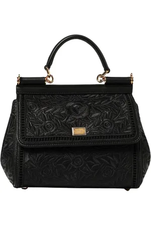 Dolce & Gabbana Väska, Dam, ONE Size, Läder, Svart Broderad Toteväska