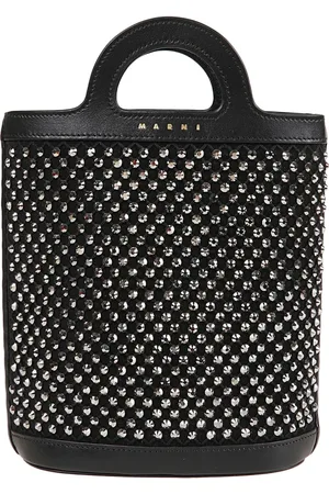 Marni Väska, Dam, ONE Size, Läder, Logo Print Tote Handväska med Kedja
