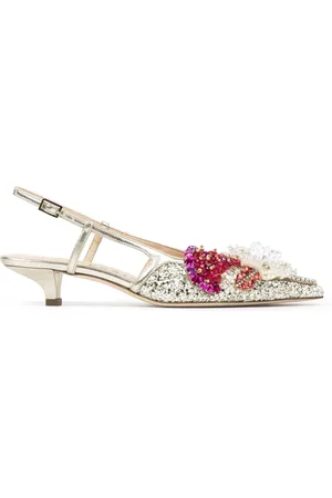 Prosperine Skor, Dam, 38 EU, Läder, Glitter Slingback med Tillbehör, 35mm Klack