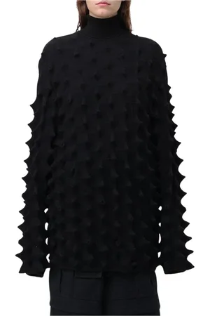 AMBUSH Stickade tröjor & koftor, Dam, S, Rayon, Svart Textured Stickad Tröja