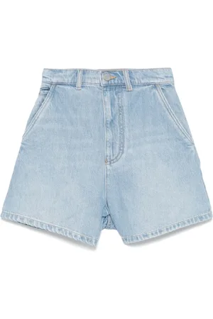 Emporio Armani Shorts, Dam, W25, Denim, Klarblå Shorts med Logopatch