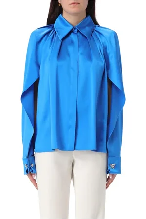 Max Mara Blusar & Skjortor , Dam, M, Silke Cape Ärm Blus Blå