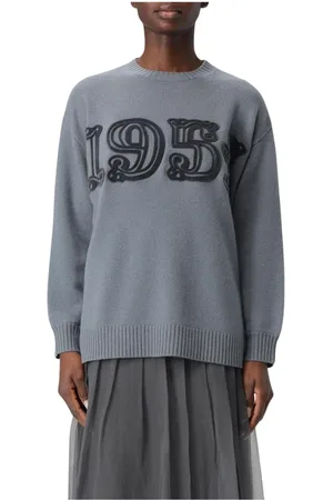 Max Mara Stickade tröjor & koftor, Dam, S, Kashmir, Broderad Kashmirtröja Lila