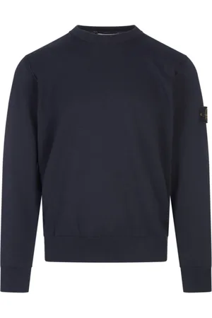 Stone Island Stickade tröjor & koftor, Herr, XL, Bomull, Marinblå Bomullströja