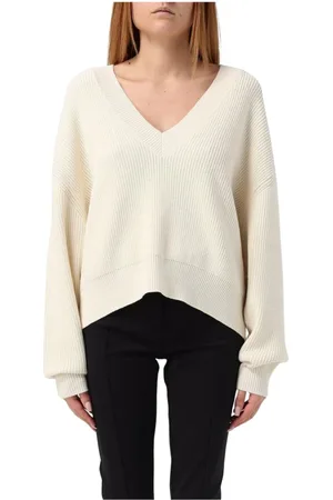 IRO Stickade tröjor & koftor, Dam, M, Räfflad Stickad V-ringad Pullover Sweater