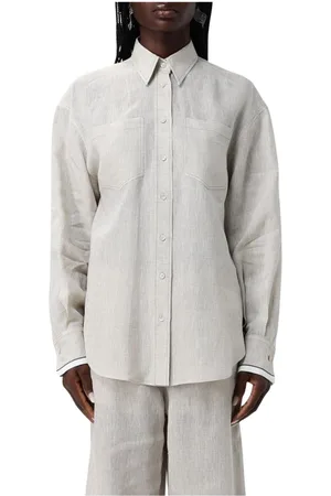 Brunello Cucinelli Blusar & Skjortor , Dam, S, Linne, Elegant Linneskjorta