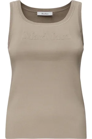 Max Mara Stickade tröjor & koftor, Dam, L, Ribbad Topp med Rund Halsringning