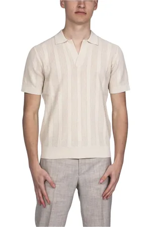 Paolo Pecora Topp, Herr, XL, Kräm Vit Herr Polo Skjorta