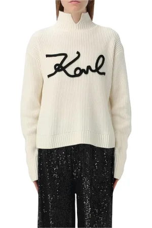 Karl Lagerfeld Stickade tröjor & koftor, Dam, L, Merinoull Mock Neck Sweater