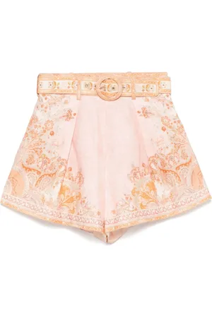 ZIMMERMANN Shorts, Dam, S, Linne, Rosa E Arancio Bermuda Shorts
