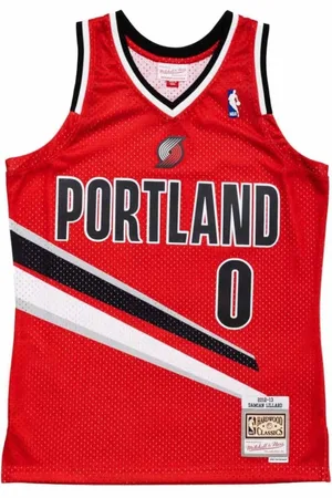 Mitchell & Ness Sport, Herr, L, Läder, Portland Trail Blazers Röd Jersey
