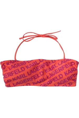 Karl Lagerfeld Badkläder, Dam, M, Halter Bikini Top Logo Print Baddräkt