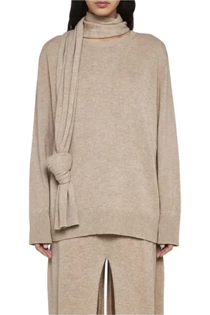 Stella McCartney Stickade tröjor & koftor, Dam, L, Grå Cashmere Stickad Tröja Avslappnad Passform