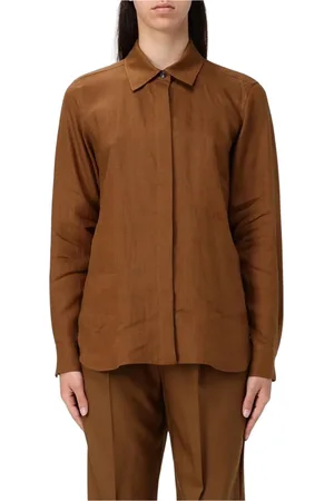 Max Mara Blusar & Skjortor , Dam, XS, Linne, Beige Linne Skjorta