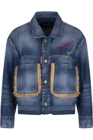 Dsquared2 Jacka, Dam, 2Xs, Läder, Blå Sommar Jeanjacka för Kvinnor