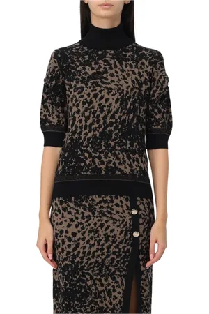 Liu Jo Stickade tröjor & koftor, Dam, L, Leopardmönstrad Stickad Topp