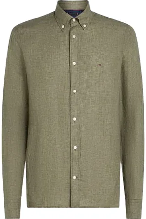 Tommy Hilfiger Skjorta, Herr, 3Xl, Linne, Grön Linneknappskjorta
