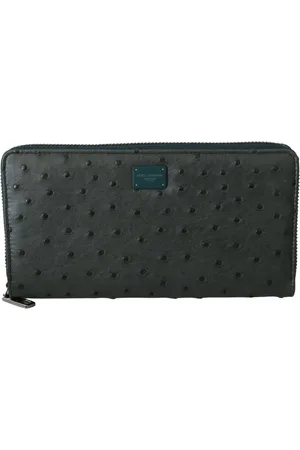 Dolce & Gabbana Accessoarer, Herr, ONE Size, Läder, Lyxig Grön Strutsläder Plånbok