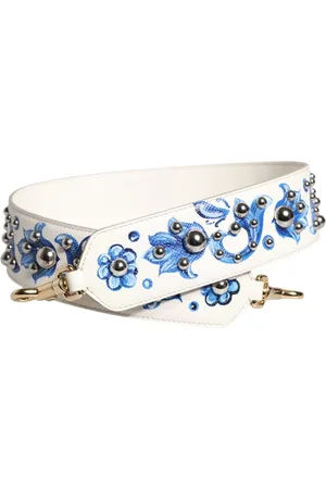 Dolce & Gabbana Väska, Dam, ONE Size, Läder, Blå Blommig Läder Stud Axelrem