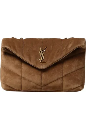 Saint Laurent Väska, Dam, ONE Size, Mocka, Quiltad Mocka Kedjeplånbok