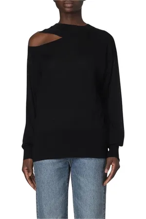 Stella McCartney Stickade tröjor & koftor, Dam, L, Svart Cutout Skuldertröja