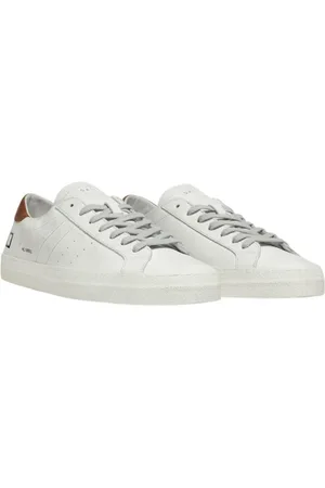 D.A.T.E. Skor, Herr, 40 EU, Läder, Vit Läder Sneaker med Logotyp