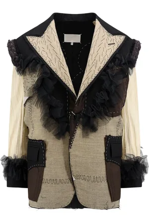 Maison Margiela Jacka, Dam, S, Svart Ull Mohair Blazer med Tulle