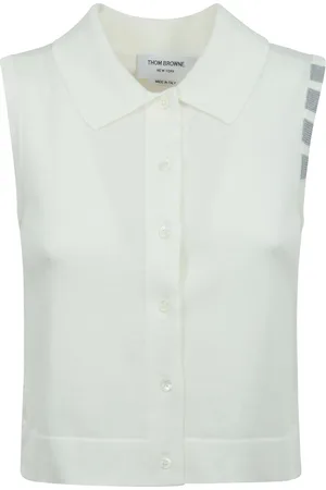 Thom Browne Topp, Dam, XS, Tidlös lyxig tröja med signatur emblem