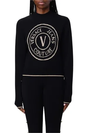 VERSACE Stickade tröjor & koftor, Dam, M, Svart Logostickad Tröja