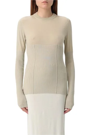 Jil Sander Stickade tröjor & koftor, Dam, M, Grön Ribbstickad Tröja