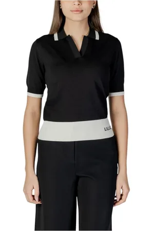 Liu Jo Topp, Dam, M, Svart & Vit Viskos Sweatshirt