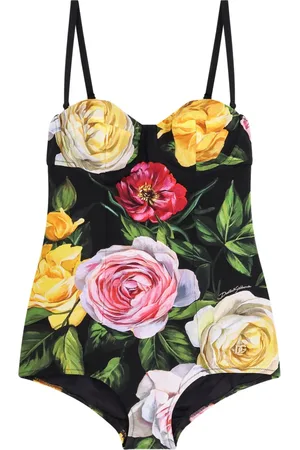 Dolce & Gabbana Badkläder, Dam, L, Läder, Svart Hav Kläder Monogram Metall Detalj