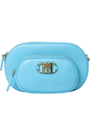 MCM Väska, Dam, ONE Size, Läder, Blå Oval Crossbody-väska