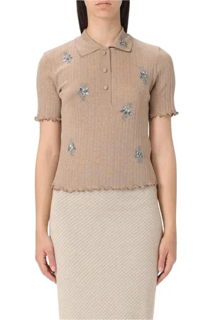Fendi Topp, Dam, L, Blommig Polo Stickad Topp