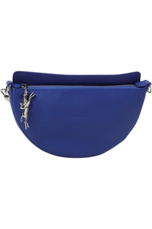 Longchamp Väska, Dam, ONE Size, Läder, Blått Kornläder HalfMoon Handväska