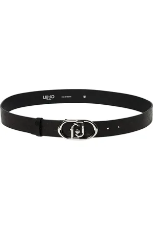 Liu Jo Accessoarer, Dam, S, Läder, Svart Läder Spänne Bälte
