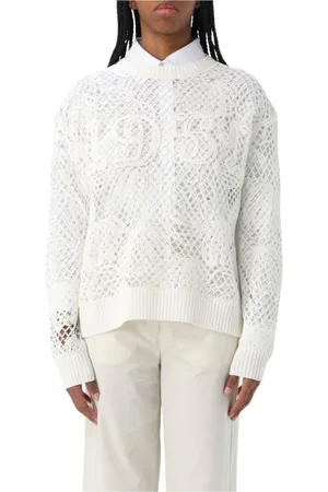 Max Mara Stickade tröjor & koftor, Dam, S, Vit Virkad Stickad Pullover Tröja