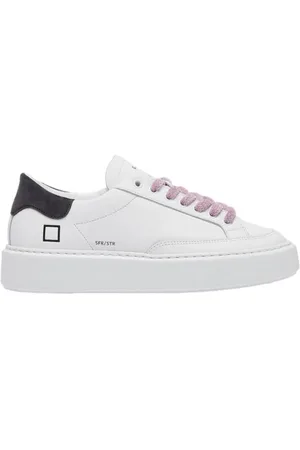 D.A.T.E. Skor, Dam, 37 EU, Läder, Beige Läder Sneaker med Sidologo