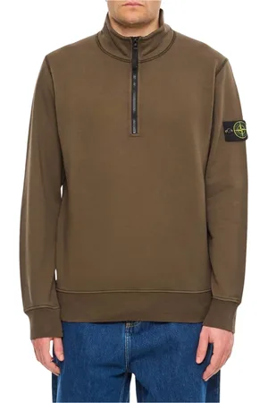 Stone Island Sweatshirts & Hoodies, Herr, S, Bomull, Svart Half Zip Sweatshirt