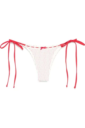 Frankies Bikinis Badkläder, Dam, S, Läder, Polka Dot Strandkläder med Sidoband