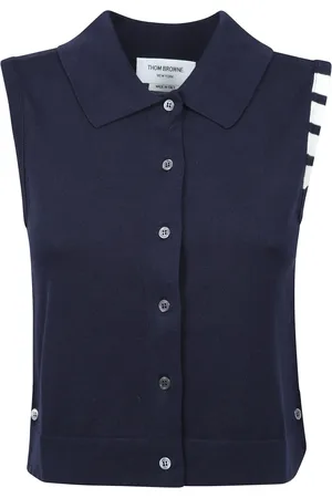 Thom Browne Stickade tröjor & koftor, Dam, XS, Bomull, Tidlös lyxig tröja med signatur emblem