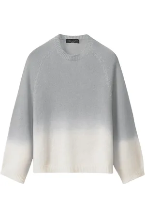 Fabiana Filippi Stickade tröjor & koftor, Dam, M, Kashmir, Grå Cashmere Ombre Pullover Sweater