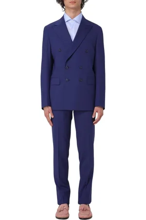 Brian Dales Kostym, Herr, L, Blå Slim Fit Dubbelknäppt Kostym