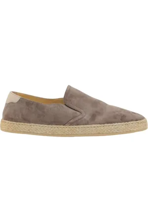 Brunello Cucinelli Skor, Herr, 41 EU, Mocka, Grå Mocka Slip-On Espadriller