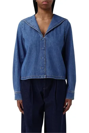 Frame Skjorta, Dam, S, Denim, Stilren Sailor Krage Denim Skjorta